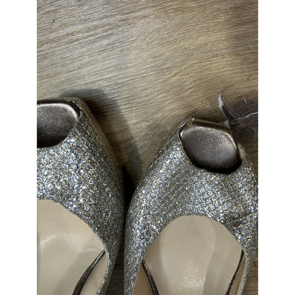 Jimmy Choo Gold‎ Glitter Nova /247 Clue Peep Toe Slingback Sandals 40.5 - Picture 8 of 13